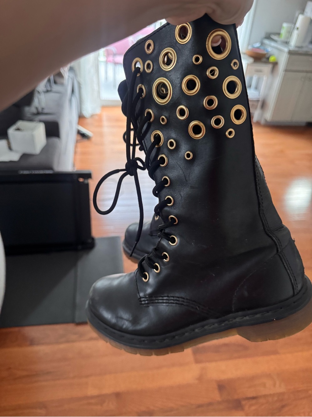 Dr. Martens Black Lace-Up Grommet Combat Boots - Picture 5 of 6